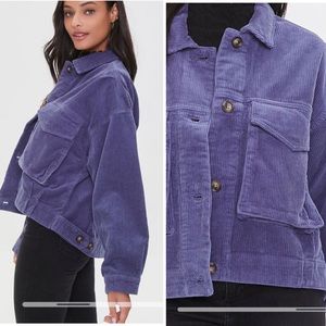 Forever 21 Corduroy Button-Front Jacket Steeple Grey Size M